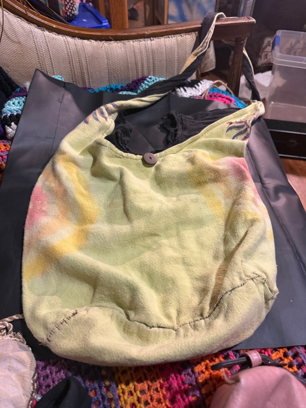 Casual Boho Tie-Dye Hobo Shoulder Bag - Green Multi